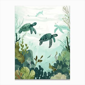 Sea Turtle Turquoise Illustration 1 Canvas Print