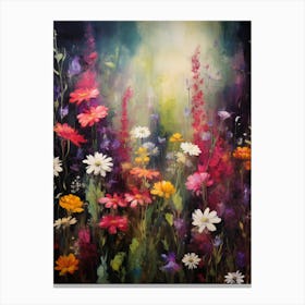 Wildflower Garden At Dusk Digital Oils Canvas Print
