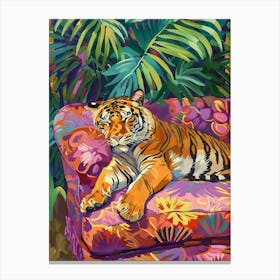 Tiger On Couch 2 Canvas Print