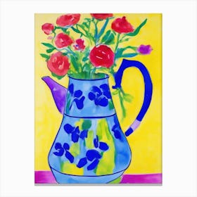 Colorful Flowers In A Teapot Canvas Print