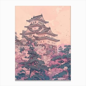 Himeji Japan 2 Retro Illustration Canvas Print
