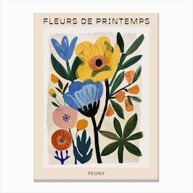 Spring Floral French Poster  Peony 1 Canvas Print