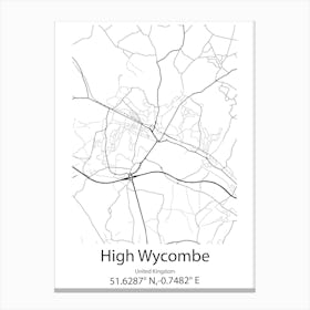 High Wycombe,United Kingdom Minimalist Map Canvas Print