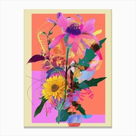 Gaillardia 1 Neon Flower Collage Canvas Print