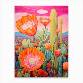 Cactus In The Desert Painting Devils Tongue Cactus 1 Canvas Print
