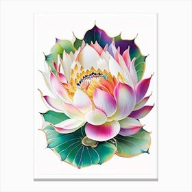 Lotus Flower, Buddhist Symbol Decoupage 6 Canvas Print