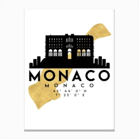 Monaco Silhouette City Skyline Map Canvas Print