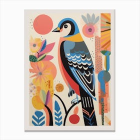 Colourful Scandi Bird American Kestrel 4 Canvas Print