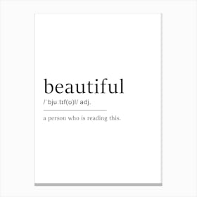 Beautiful Definition Poster - Dictionary Canvas Print