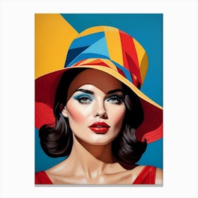 Woman Portrait With Hat Pop Art (21) Canvas Print