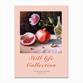 Still Life Collection Pomegranate And Rose Canvas Print