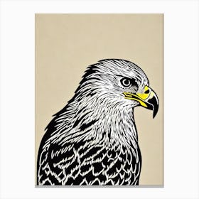 Golden Eagle Linocut Bird Canvas Print