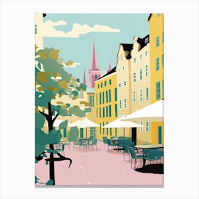 Malmo, Sweden, Flat Pastels Tones Illustration 1 Canvas Print