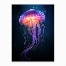 Irukandji Jellyfish Neon Illustration 11 Canvas Print