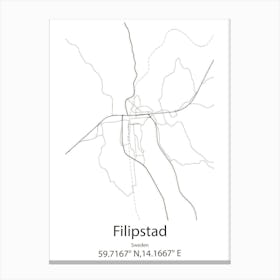 Filipstad,Sweden Minimalist Map Canvas Print