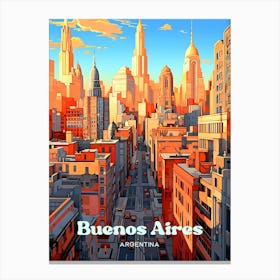 Buenos Aires Argentina Cityscape Travel Illustration Canvas Print