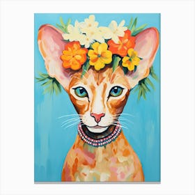 Oriental Shorthair Cat With A Flower Crown Painting Matisse Style 4 Canvas Print