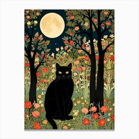 William Morris Black Cat In The Moonlight 6 Canvas Print