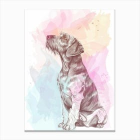 German Wirehaired Pointer Pastel Line Watercolour Illustration  1 Canvas Print