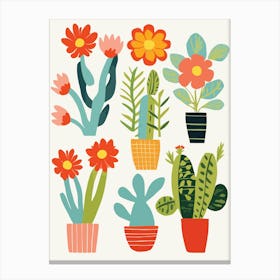 Cactus Plants In Pots Canvas Print