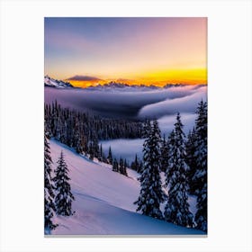 Tignes, France Sunrise Skiing Poster Canvas Print