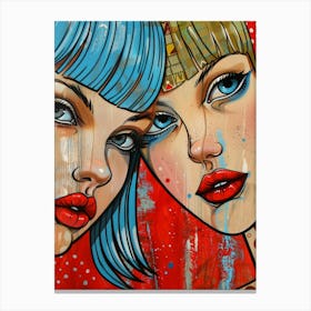 Two Women With Blue Hair Canvas Print