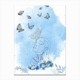 A Woman With Butterflies Canvas Print