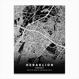 Heraklion Greece Black Map Canvas Print