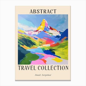 Abstract Travel Collection Poster Zermatt Switzerland 3 Canvas Print