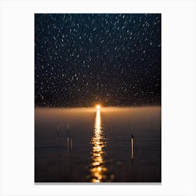 Star Trails Over Lake Canvas Print