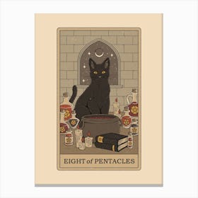 Eight Of Pentacles   Cats Tarot Canvas Print