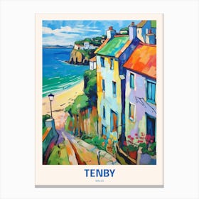 Tenby Wales 2 Uk Travel Poster Canvas Print