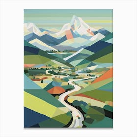 Mountains And Valley   Geometric Vector Illustration 2 Canvas Print