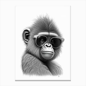 Baby Gorilla Gorillas Pencil Sketch 1 Canvas Print