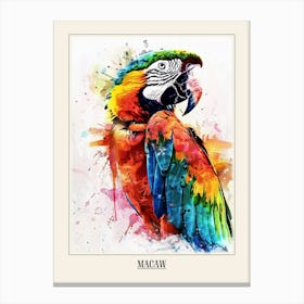 Macaw Colourful Watercolour 1 Poster Canvas Print