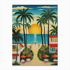 Miami Beach, Florida, Matisse And Rousseau Style 3 Canvas Print