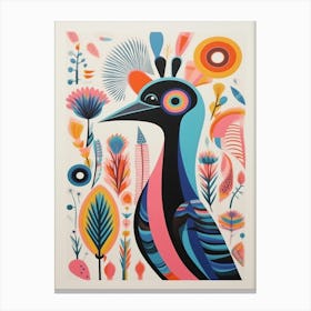 Colourful Scandi Bird Emu Canvas Print