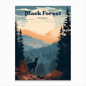 Black Forest Germany Wildlife Travel Illustration Canvas Print