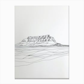 Table Mountain South Africa Line Drawing 1 Canvas Print