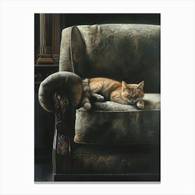 Cat On A Chair Canvas Print