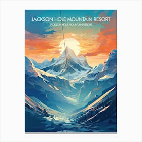 Poster Of Jackson Hole Mountain Resort   Wyoming, Usa, Ski Resort Illustration 2 Canvas Print
