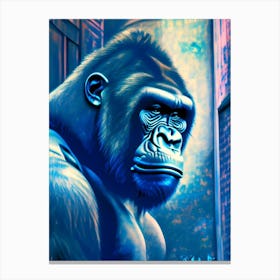 Gorilla In Front Of Graffiti Wall Gorillas Greyscale Sketch 1 Canvas Print