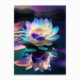 Blooming Lotus Flower In Lake Holographic 1 Canvas Print