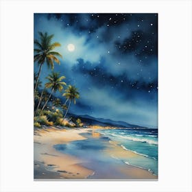 Moonlight At The Beach Canvas Print