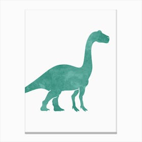 Teal Dinosaur Silhouette 3 Canvas Print