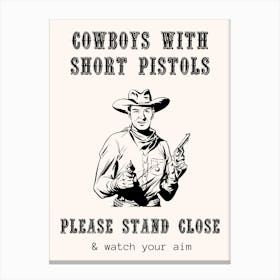 Funny Cowboy Bathroom Print Canvas Print