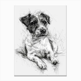 Parson Russell Terrier Dog Line Sketch  2 Canvas Print