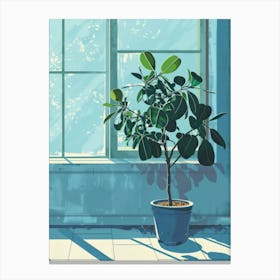 Potted Plant In Front Of Window 2 Canvas Print
