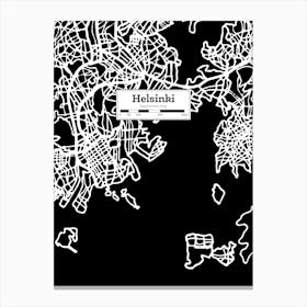 Helsinki City Map, Finland — Hand-drawn map, vector black map Canvas Print