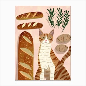 Cat And Baguette 2 Canvas Print